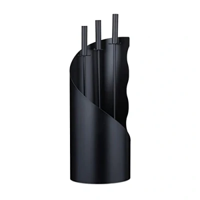 Imagen de Relaxdays Accesorios Chimenea, Modernos, Juego Estufa de 4 Piezas con Atizador, Pala Cenizas, Escoba y Soporte, Negro, Acero Inoxidable, 56,5 x 20 cm