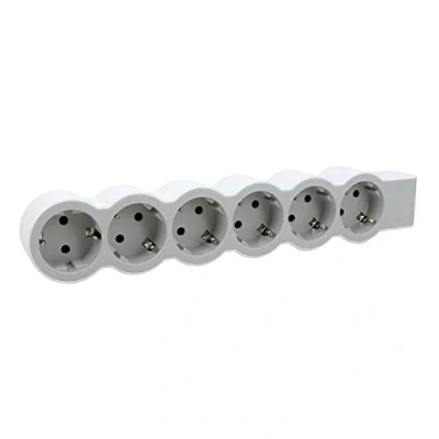 Imagen de Legrand 694579, Regleta de enchufes, Enchufe múltiple con 6 Tomas Corriente,sin Cable, Color Blanco/Gris Claro