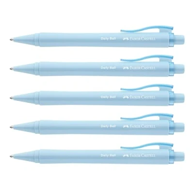 Imagen de FABER CASTELL 205201 Bolígrafo Daily Ball azul cielo, 5 unidades, con recambio XB, indeleble