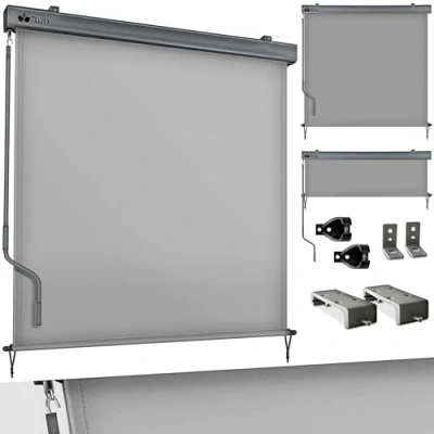 Imagen de tillvex® Toldo Vertical de 200 x 250 cm para Exterior e Interior, Resistente al Agua con manivela balcón, terraza y jardín, Estor protección Solar Aluminio