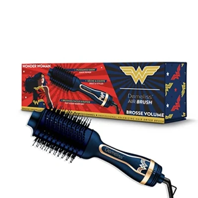 Imagen de Demeliss SAINT ALGUE Wonder Woman Moldeador 2 en 1 VOLUME &amp; STYLE Seca y Peina, Todo Tipo de Cabello Cabezales Intercambiables Recubrimiento Cerámico Turmalina 3 Temperaturas