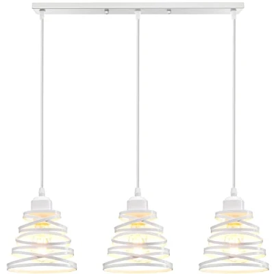 Imagen de iDEGU 3 Luces Lámpara Colgante Moderna Creativa de Techo Interior Diseño Espiral en Cascada Metal Vintage Luz para Dormitorio Cocina Sala Comedor (Araña Luces, Barra, Blanco)