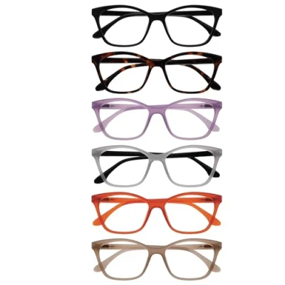 Imagen de OPULIZE KAT Gafas de Lectura Pack 6 Montura Ojo Gato Negro, Marrón, Malva, Gris, Naranja, Topo Hombres y Mujeres RRRRRR59 1257GU +3.50