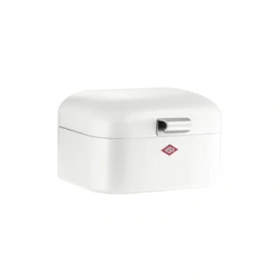 Imagen de WESCO Panera Mini Grandy en color blanco, chapa de acero pulverizada, orificios ventilación y mango estable
