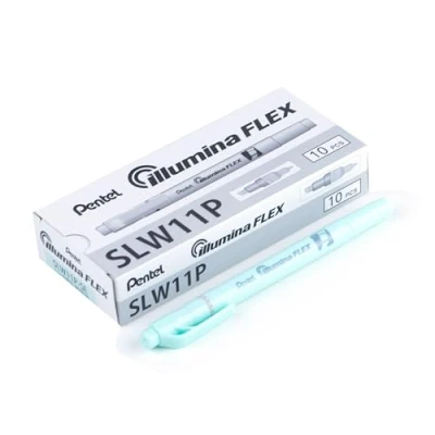 Imagen de Pentel Ilumina Flex SLW11P Lote de 10 subrayadores doble punta pastel, color azul claro