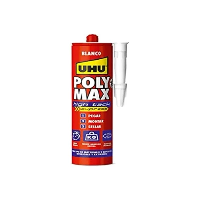 Imagen de UHU Poly Max High Tack Express, Sellador y Adhesivo de Montaje Extrafuerte, Blanco 425g