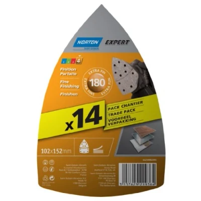 Imagen de Norton Expert Hojas de lija triangulares (102 x 152 mm, grano 180, 14 unidades)