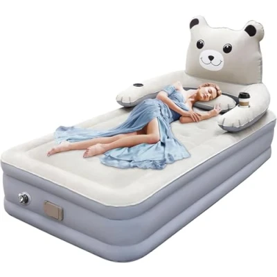 Imagen de Bogseth Colchón Hinchable Individual con Bomba Integrada, Colchon Inflable, Cama de Aire Autohinchable, Invitados, Camping, Viajar, 195 * 100 38cm