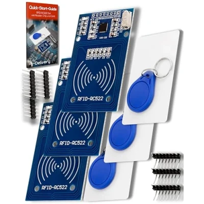 Imagen de AZDelivery 3 x RFID Kit RC522 13,56MHz con Lector, Chip y Tarjeta Compatible Arduino Raspberry Pi E Book Incluido!