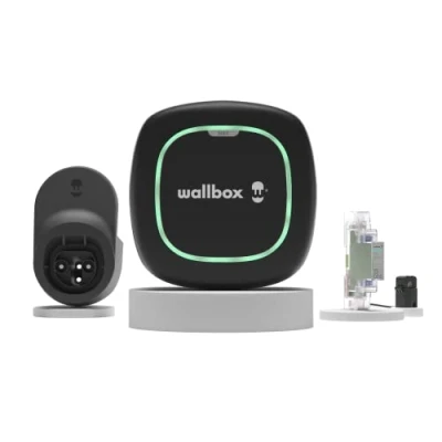 Imagen de Wallbox Kit Pulsar MAX (Cargador de vehículo eléctrico, medidor Potencia y Cable Dock) 7,4 kW, 5 m, T2 Negro. Compatible con Alexa Google Home