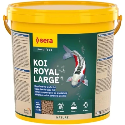 Imagen de Sera Koi Royal Large (6 mm) es un alimento para una Larga y Sana Vida de a Partir 25 cm con prebióticos Mejor alimentación alimentaria, Menor Carga Agua Menos Algas.