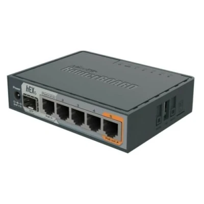 Imagen de Mikrotik hEX S Router (Gigabit Ethernet, 10/100/1000Base T(X), 10,100,1000 Mbit/s, 256 MB, Negro, 11 W)