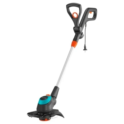 Imagen de Recortadora eléctrica GARDENA EasyCut 450/25: de césped con empuñadura ajustable, cabezal corte flexible y barra protección para plantas plegable, diámetro 250 mm (9870 20)