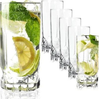 Imagen de KADAX vasos para beber, juego de 6, agua, jugo vidrio, bebidas, jugo, fiestas, jardín (325 ml, alto)