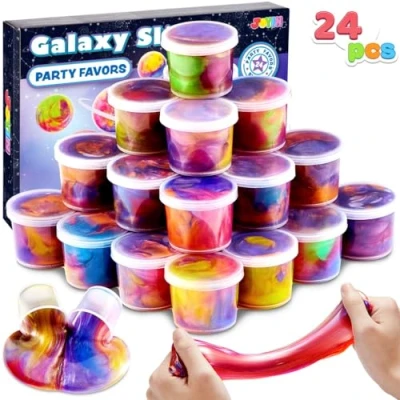 Imagen de JOYIN Slime Party Favors, 24 Pack Galaxy Cup Favors para niños elástico, no pegajoso, Libre de Suciedad, Alivio del estrés, y Seguro Las niñas los
