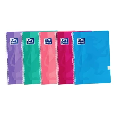 Imagen de Oxford, Cuadernos A4 (Folio) Cuadrícula 4x4, Tapa Blanda, 80 Hojas, Pack 5 Libretas, Colores Tendencia