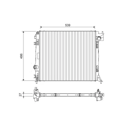 Imagen de VALEO 701108 Radiador, refrigeración del motor Aluminio 487 539 27 Aletas soldadas NISSAN: Qashqai 2, RENAULT: Espace 5, Kadjar