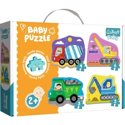 Imagen de Trefl Puzzle Veicoli in cantiere, Color vehículos de construcción 3 a 6 Piezas, 4 Conjuntos, para niños Partir 2 años (36072)
