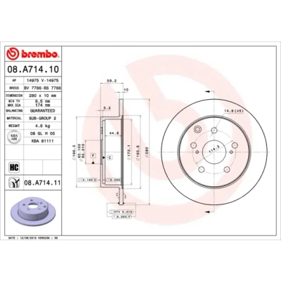 Imagen de Disco de freno BREMBO 08.A714.11