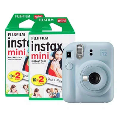 Imagen de Fujifilm instax Mini 12 Cámara instantánea con 40 películas de Disparo, Color Azul Pastel