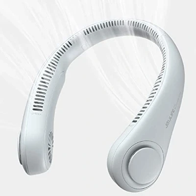 Imagen de JISULIFE Ventilador de Cuello Portátil, 4000 mAh USB Recargable con, Colgante Sin Hojas con 3 Velocidades Gris