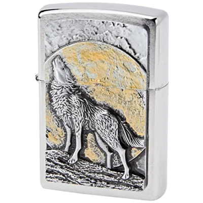 Imagen de Zippo Wolf Moonlight Encendedor, latón, Cromo, 1x3.5x5.5 cm