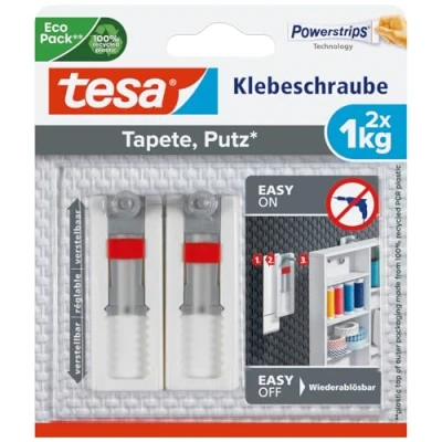 Imagen de Tornillo adhesivo ajustable tesa para paredes pintadas y yeso (1 kg)