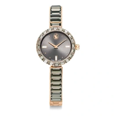 Imagen de Swarovski Reloj Matrix Bangle, Fabricado en Suiza, Pulsera de Cristal, Gris, Acabado Tono Oro Rosa