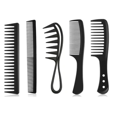 Imagen de TRKETK 5 Piezas Peine Anchas, Juego de Peines Profesionales para el Cabello Dientes Anchos Antitirones Antiestático Pelucas Rizado y Ondulado