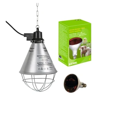Imagen de Kerbl Kit de lámpara rayos infrarrojos calefactora 250 W + reflector portalámparas con rejilla protección, cadena para la fijación y cable 2,5 m