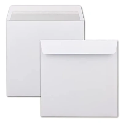Imagen de Sobres cuadrados 220 x mm, color blanco con interior gris, 150 unidades, calidad extra, 100 g/m², 22 cm, para ocasiones especiales