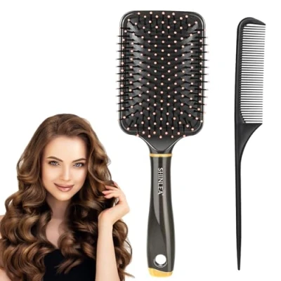 Imagen de SHINLEA Set de Cepillos Desenredantes, Cepillo Pelo Antitirones para Secado, Anti Frizz Niña, Mujeres y Hombres, Reduce el Enredo la Rotura del