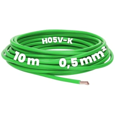 Imagen de Kalitec 10 metros H05V K 0,5 mm² verde cable de un solo conmutación