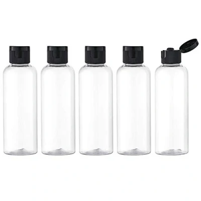 Imagen de Toureal 100ML Botella de Viaje Flip Cap (5 Piezas) Contenedor Vacío para Cosméticos con Embudo (Transparente)