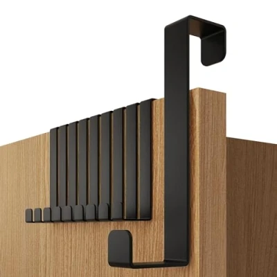 Imagen de 4smile Gancho Puerta juego de 10, negro Perchero infantil con almohadillas adhesivas como protección la superficie Colgador bano reversible