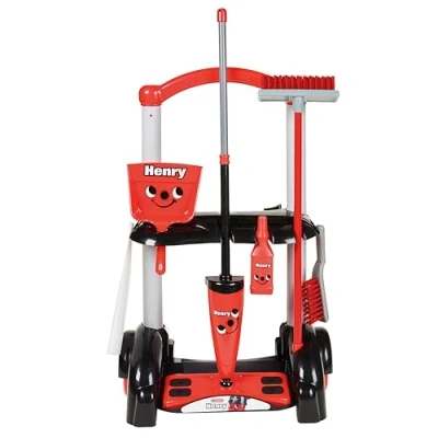 Imagen de Casdon Juguetes Henry &amp; Hetty Carrito de Limpieza Set Rojo inspirado en con Fregona, Cepillos, Recogedor y Accesorios para Niños Edad: 3+ años
