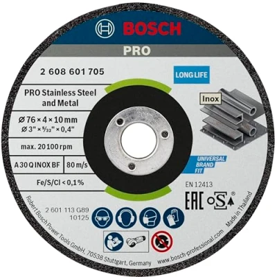 Imagen de Bosch Roughing Wheel 76x4x10mm ExpertforInox marca, Multicolor