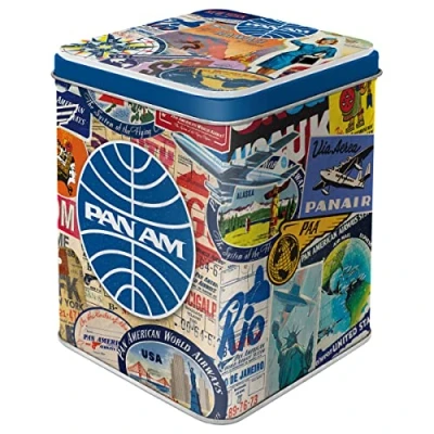 Imagen de Nostalgic Art Caja retro para té, Pan Am Collage Idea regalo amantes de viajes, guardar té a granel y en bolsitas, Diseño vintage, 100 g