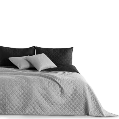 Imagen de DecoKing Colcha Reversible de 220 x 240 cm, Color Plateado, Negro, Gris