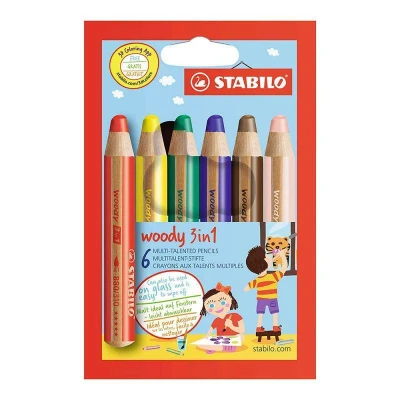 Imagen de Estuche lápiz grueso multifunción Woody 3 en 1 (6 unidades) Stabilo