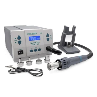 Imagen de QUICK 861DW estación de soldadura profesional aire caliente (1000 W/rango temperatura 100 500 C, 120 L/min, trabajo SMD, función calibración, modo espera,