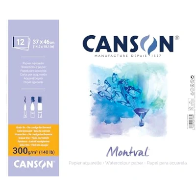 Imagen de Canson Álbum Espiral Microperforado, 37x46 cm, 12 Hojas, Montval, Grano Fino 300g