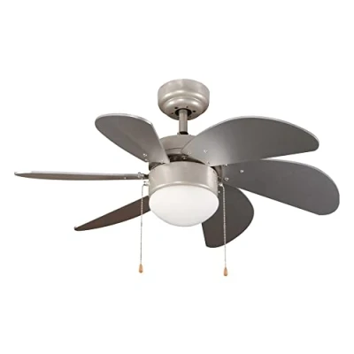 Imagen de wonderlamp Ventilador de techo con luz Tandy Plata. Palas madera (MDF). 3 velocidad. Función verano invierno. (Bombilla 1xE27 no incluida)