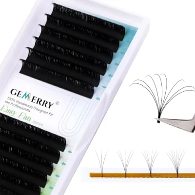 Imagen de Extensiones de Pestañas Volumen Ruso Abanicos Autofloracion d curl 0.07 Espesor 11mm Longitud Volume Easy Fan Lash Extensions 2D 3D 5D 8D 10D Pelo a Ppelo GEMERRY (0.07 11mm)