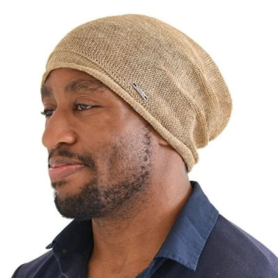 Imagen de Casualbox Lino Verano Gorros Beanie Desgarbado Enfriamiento Tejido Sombrero Unisex Hombre Mujeres Beige