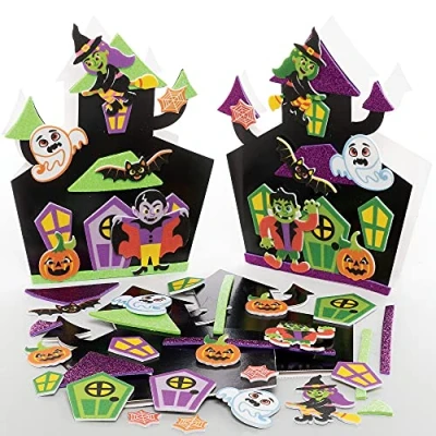 Imagen de Baker Ross FE848 Kits de Tarjetas a Mezclar Casa Embrujada Paquete 6, Kit Creación para Niños, Haz tus propias Halloween