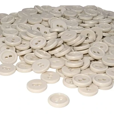 Imagen de AERZETIX C56353 Juego de 100 Botones redondos para costura Ø11.5x2.2mm con 2 agujeros diámetro apertura 2mm color beige claro en plástico decoración mercería moda