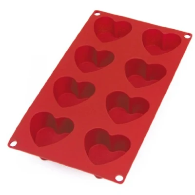 Imagen de Lékué Molde silicona platino Gourmet Corazón, Rojo, 8 cavidades