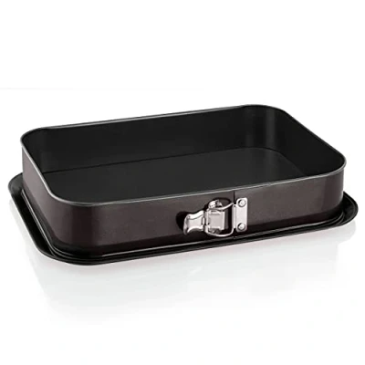 Imagen de Grizzly Molde grande alto y rectangular desmontable, para tartas, de 35 x 24 cm, color negro, con protección contra fugas antiadherente