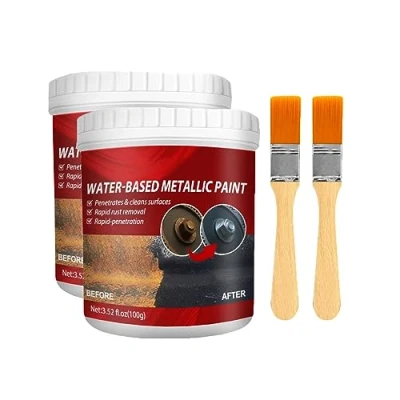 Imagen de XIRUJNFD Rust Removal Converter Metallic Paint, 100G/300G Water Based Metal Remover, Remover for Metal, Car Anti Paint Chassis Universal with Brush (100g+Brush,2 Set)